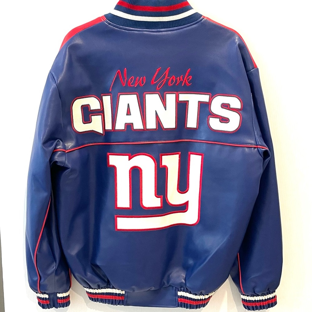 New York Giants Leather Bomber Jacket Size Small - Picture 11 of 13